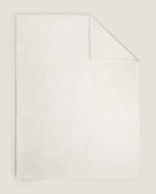 ZARA Home Xl Plain Faux Fur Blanket